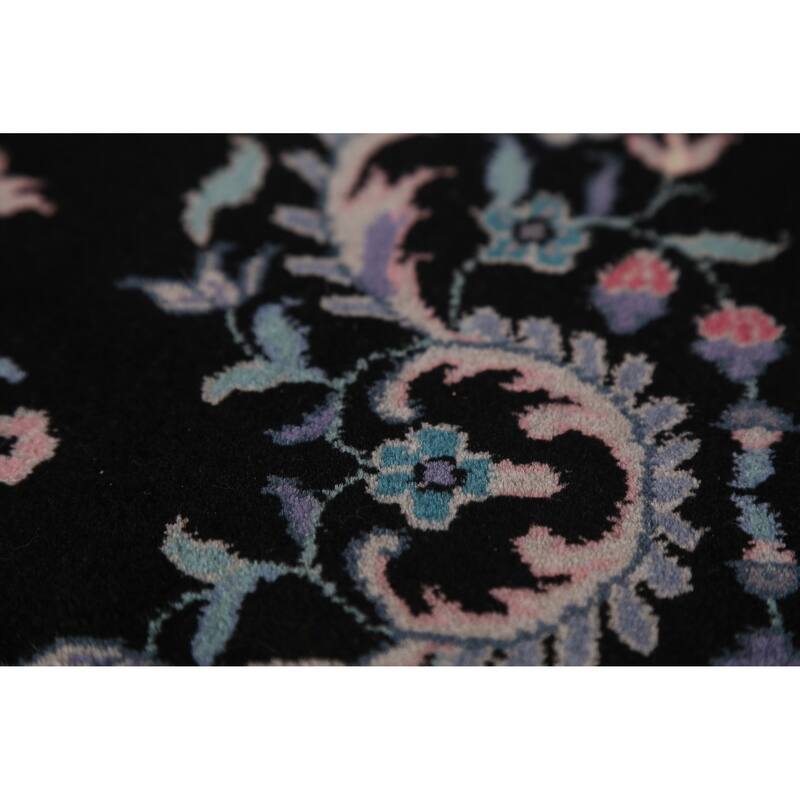 Black & Pink Tabriz Chinese Rug Hand-Knotted Wool Carpet - 6'0"x 9'0"