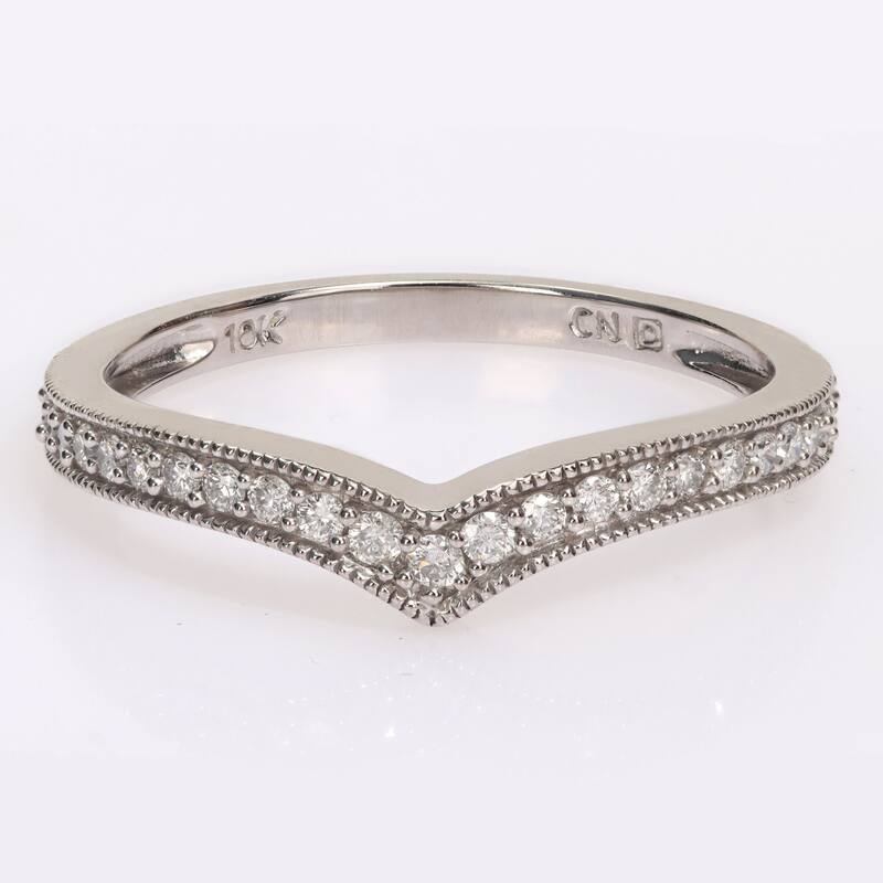 Miadora 1/4ct TDW Diamond Contour Stackable Semi-Eternity Wedding Band Ring in 10k White Gold