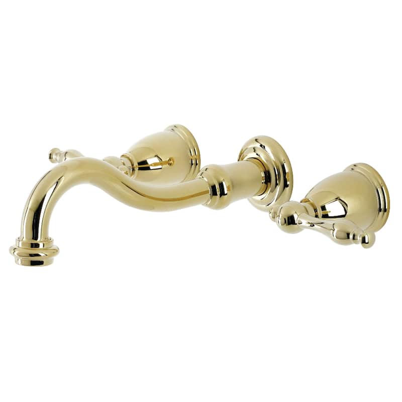 Kingston Brass Vintage Two-Handle 3-Hole Wall Mount Bathroom Faucet - Polished Brass