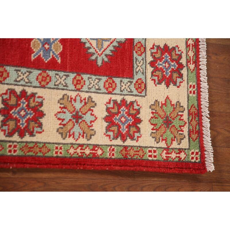Traditional Kazak Accent Rug Handmade Geometric Wool Carpet - 3'4"x 5'0"