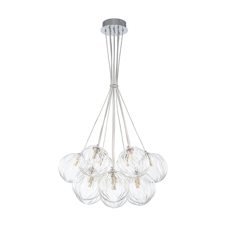 Chrome 13-Light Glass Globe Cluster Bubble Chandelier