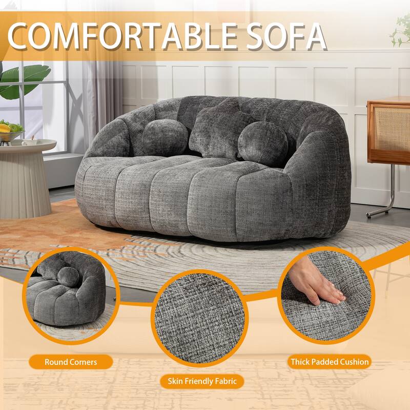 Chenille Upholstered Durable Comfort Lounger Bean Bag Lazy Sofa