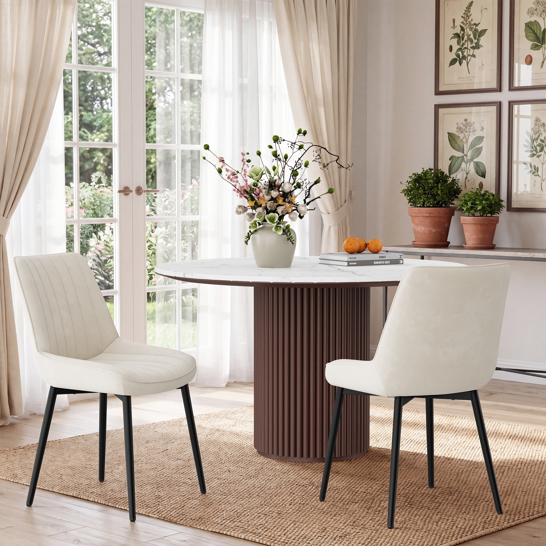 Upholstered Dining Chair With Metal Legs (Set of 2)
