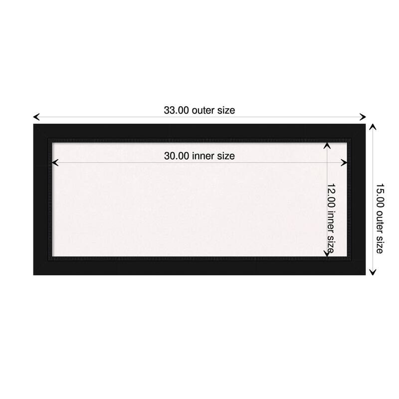 Avon Black Framed White Corkboard Bulletin Board, Organization Board, Pin Board - Board Size 30x12