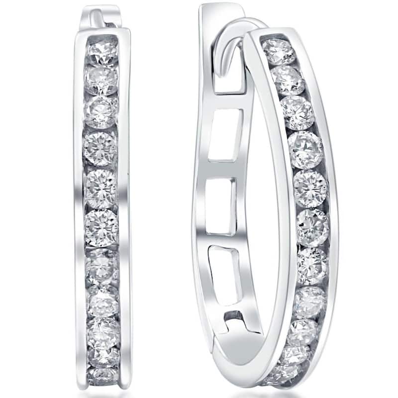 1/2Ct Diamond Hoops in White or Yellow Gold