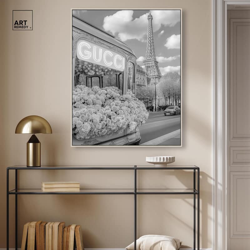 Dreamy Fashion Bus Noir Canvas by Art Remedy