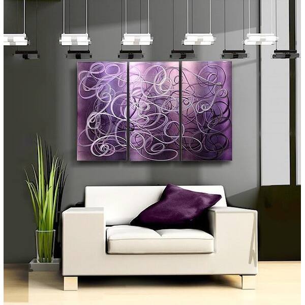 Shop Statements2000 Purple Abstract Etched Metal Wall Art Panels By Jon Allen Confused Passion Overstock 12447211