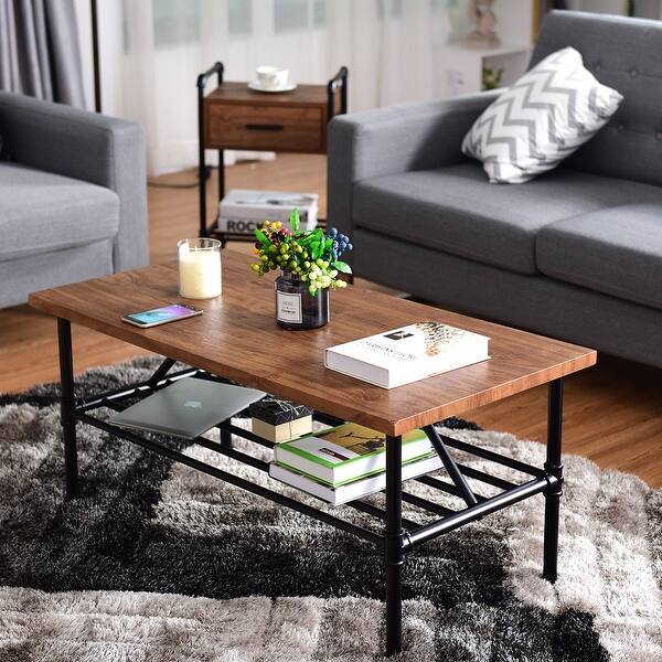 Shop Costway 2 Tier Cocktail Coffee Table Living Room Furniture
