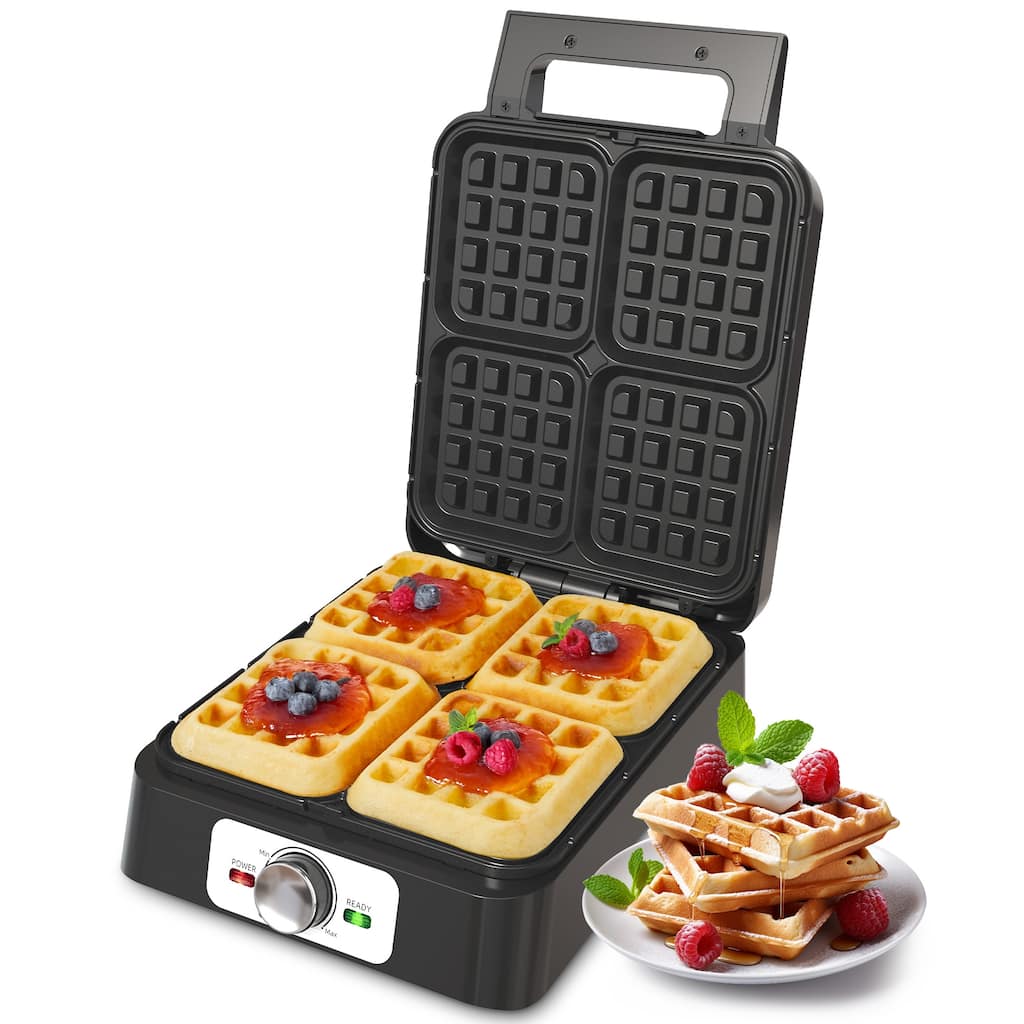 4-Slice Waffle Maker with Adjustable Temperature Control - N/A