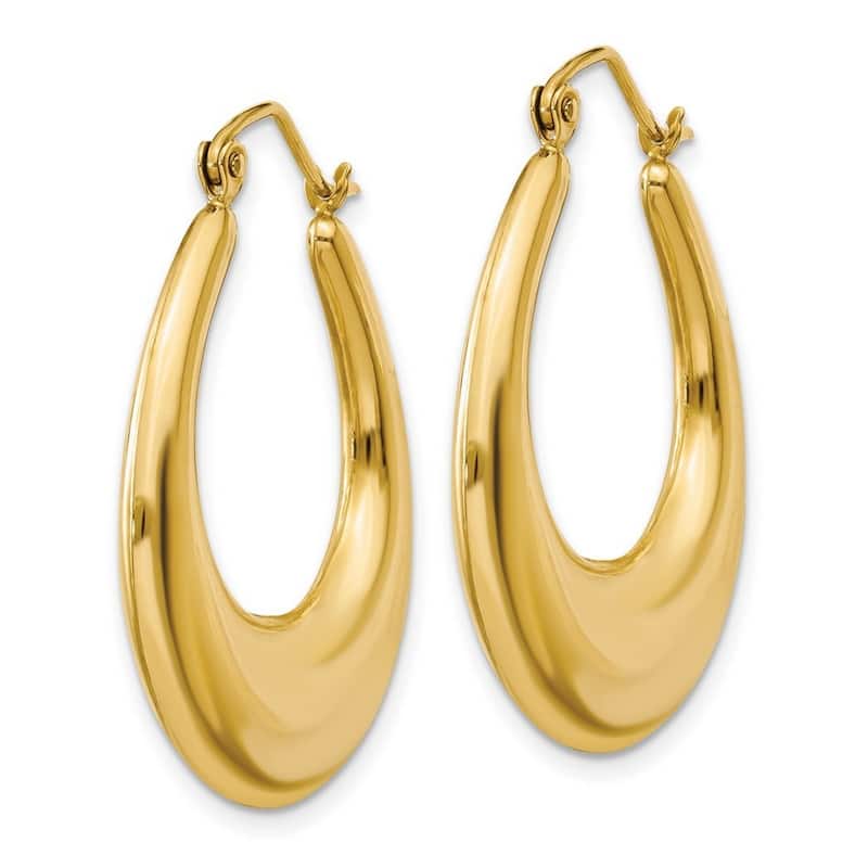 Curata 14k Yellow Gold Polished 30x4.5mm Hollow Puffed Hoop Earrings