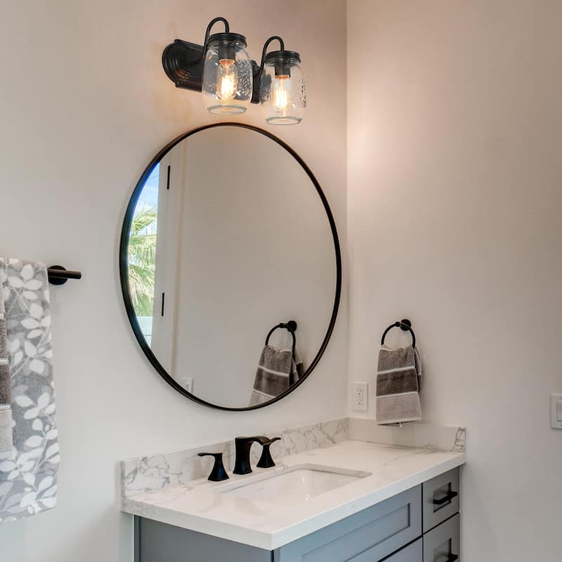 Kole 2-Light Farmhouse Glass Bathroom Vanity Light Wall Sconces - 14"L x 8.5"H