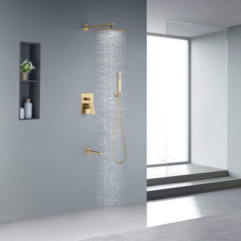 Cube Pressure Balanced 3-Function Shower System with Rough-In Valve