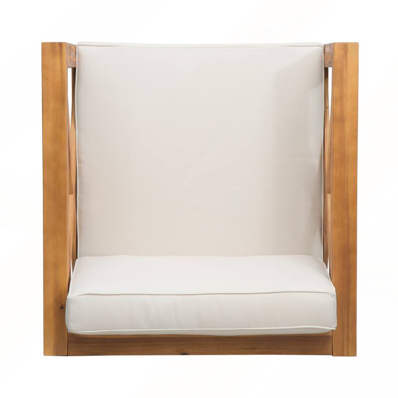Mid Century Modern Acacia Wood Patio Club Chair