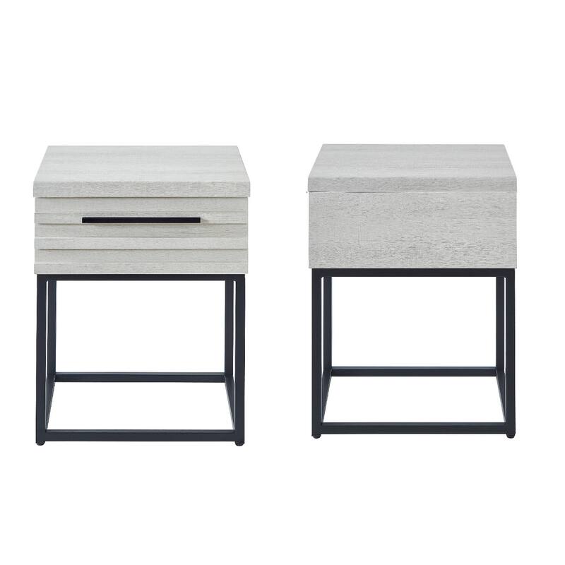 3-Piece Upholstered Bedroom Set, Tufted Wingback Bed with Two Nightstands