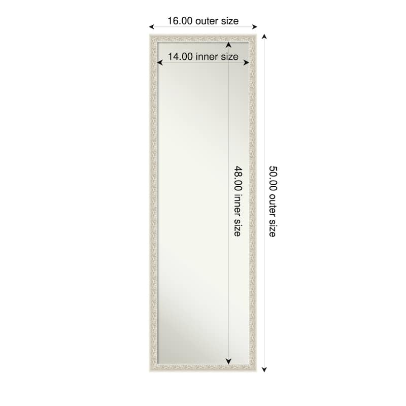 Bethany Non-Beveled Wood Framed Full-Length On the Door Mirror - 16 x 50 in - Bethany Silver