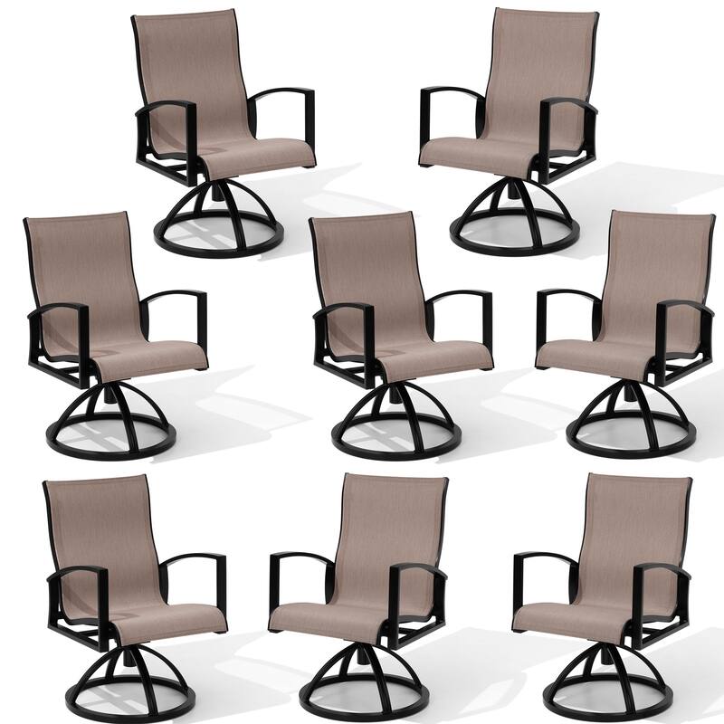 Outdoor Patio Aluminum Swivel Dining Chairs Armchair Sunbrella Fabric