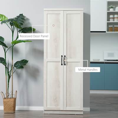 2-Door Kitchen Pantry Buffet Cabinet, Freestanding Storage Cabinet with 5-tier Shelving and 2 Adjustable Shelves