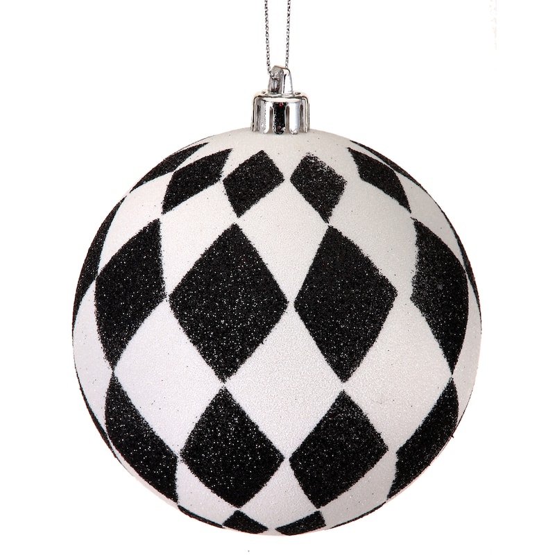 4" Glittered Harlequin Ball Ornament Set of 3