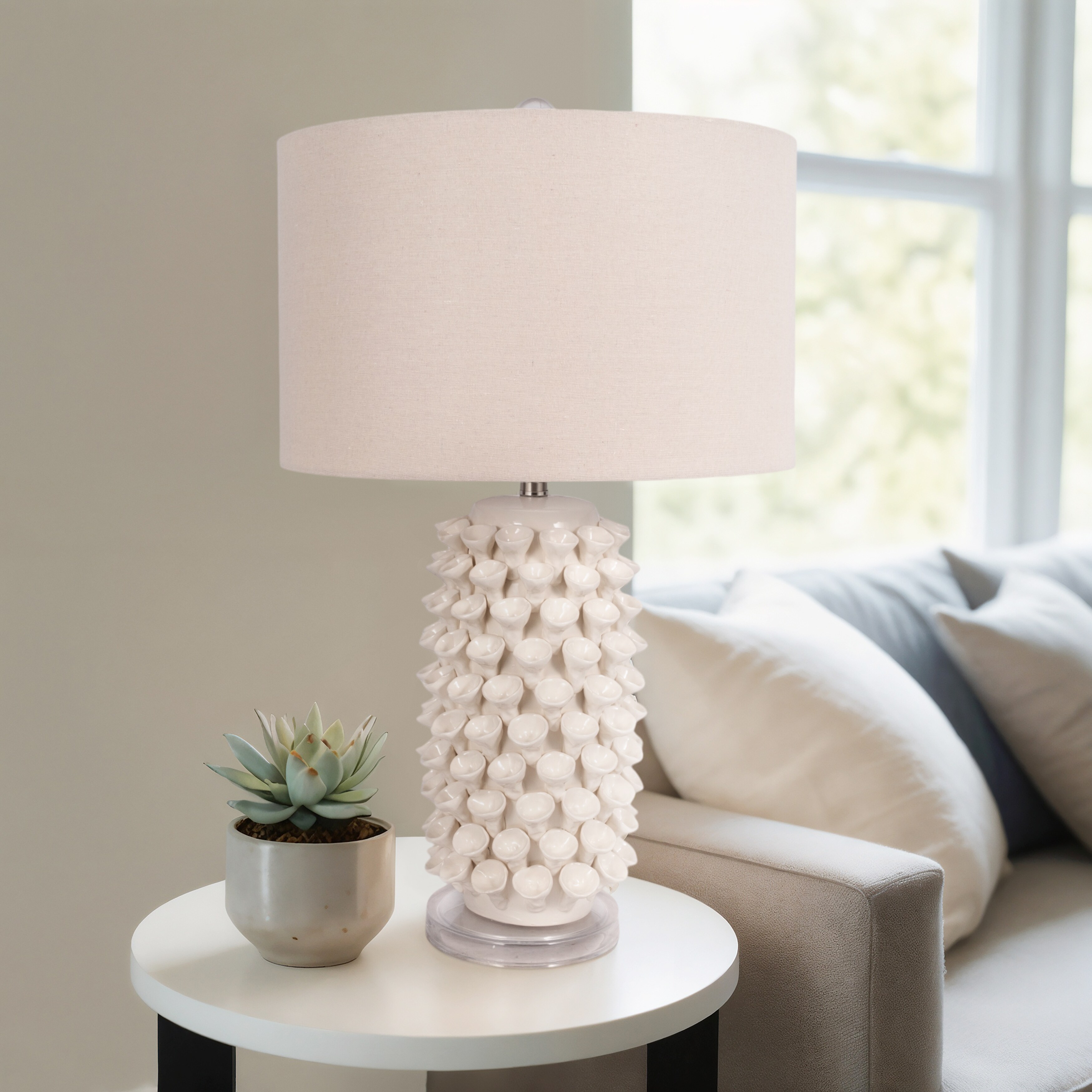 Sagebrook Home 12912-15 Decorative Ceramic Spike Candle Holder, 4 x 4 x 16 inches, White/Silver Sagebrook Home 12912-15 Decorative Ceramic Spike Candle Holder, 4