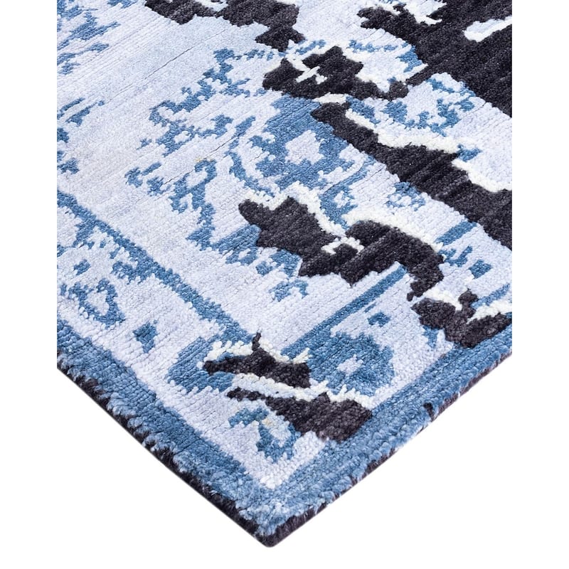 Modern One-of-a-Kind Hand-Knotted Area Rug - Black, 8' 2" x 10' 1" - 8' 2" x 10' 1"