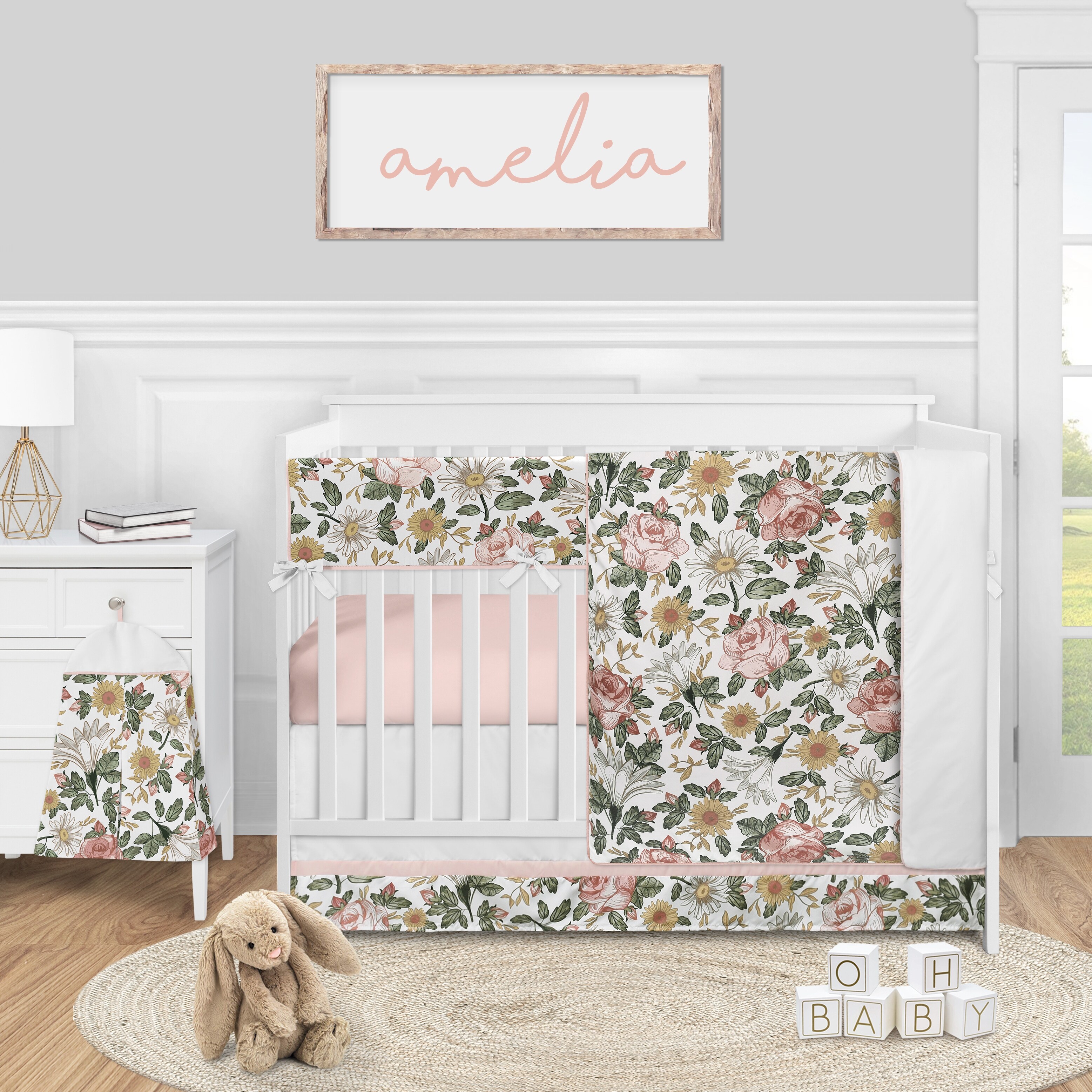 Vintage Fl Boho Collection 5pc Nursery Crib Bedding 5pc Nursery Crib Bedding
