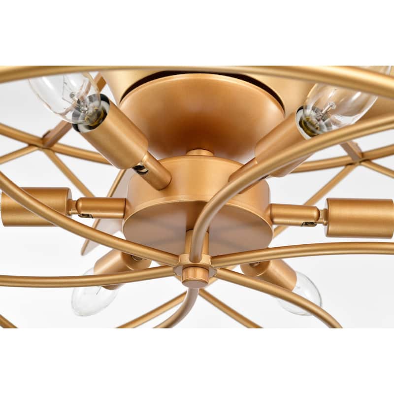 Femi 26-inch Matte Gold 6 Lights 3 Blades Lighted Ceiling Fan with Remote