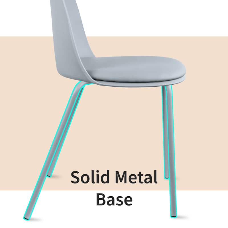 Set of 2 Plastic Dining Chairs Padded Seat Cushion For Kitchen Outdoor Patio Office Waiting Room Breakroom Guest