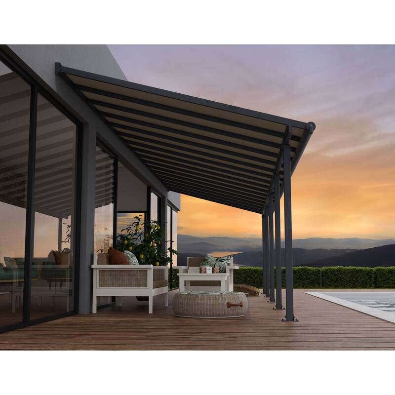 Olympia 10 ft. Gray/Bronze Aluminum Patio Cover
