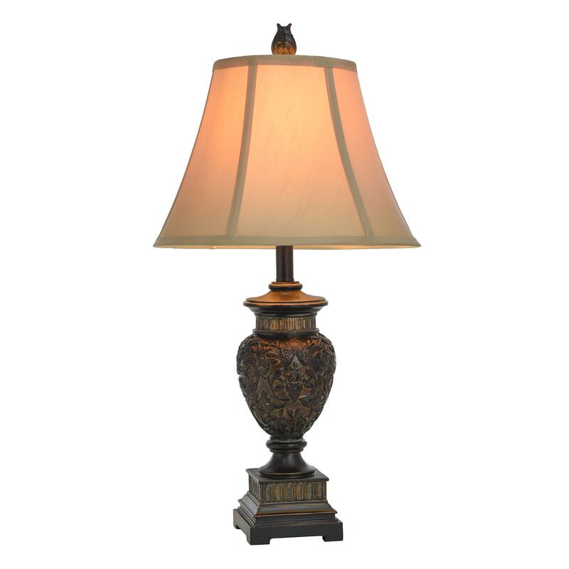 StyleCraft Passo Ambrose Table Lamp - Dark Brown/Bronze Finish - Cream Fabric Shade