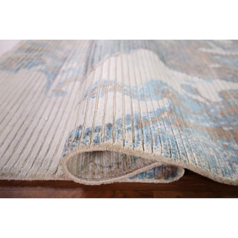 Abstract Oriental Accent Rug Handmade Wool Carpet - 3'0" x 5'1"