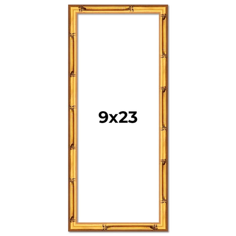 9x23 Frame Gold Bamboo Solid Wood Picture Frame | 1 Inch Moulding