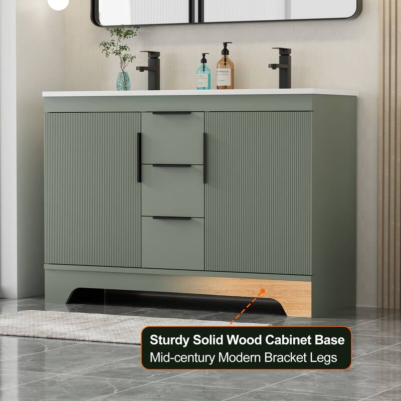 Vertical Stripes Bathroom Vanity Set with Sink Top & Faucet