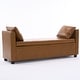 preview thumbnail 1 of 6, Velvet/Leather Storage Bench for Bedroom,End of Bed Bench for King Size Bed, Modern Upholstered Long Ottoman Bench for Entryway 55" Wide - Faux-Leather-Camel
