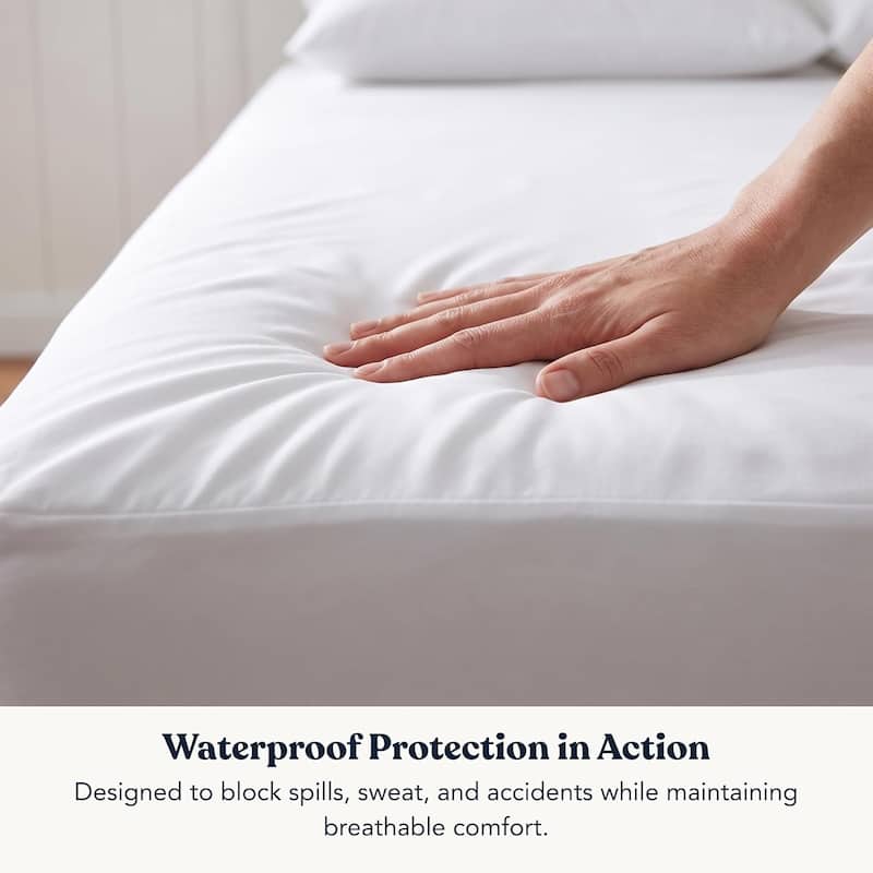 Delara Waterproof Mattress Protector, TPU Membrane, GOTS Certified Organic Cotton Surface, Noiseless & Breathable,19" Pocket