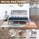 preview thumbnail 5 of 6, Full Platform Bed Frame No Box Spring Needed Wood Slat Support with Headboard Bedroom Simple Kids Platform Bed - Grey