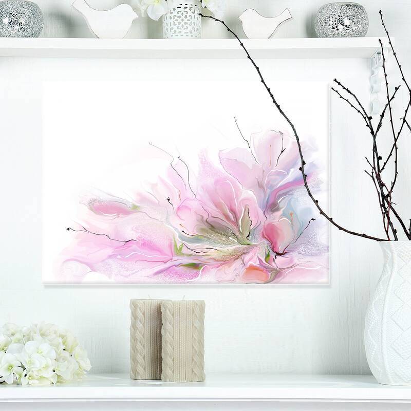 Designart - Lovely Pink Flowers - Floral Contemporary Canvas Art Print - 20 in. wide x 12 in. high