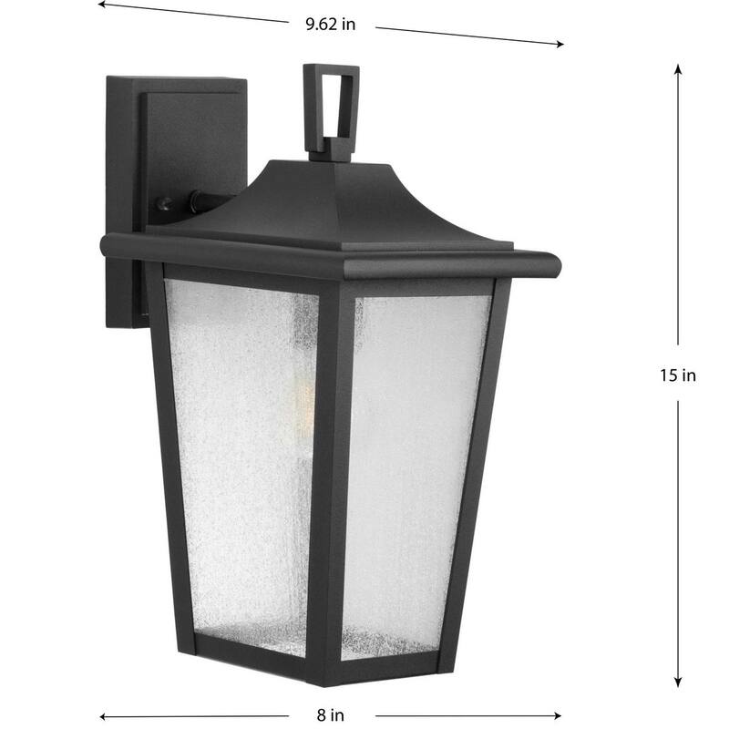 Padgett Collection One-Light Textured Black Outdoor Wall Lantern - 8 in x 9.62 in x 15 in
