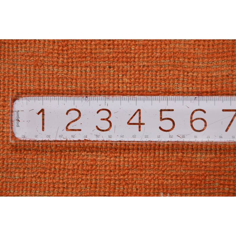 Hand Knotted Oriental 100% Wool Carpet Modern Solid Oranges & Rust Gabbeh Area Rug - 9' 2'' X 6' 0''