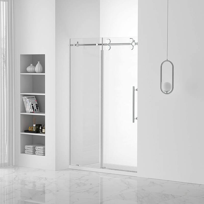 Fine Fixtures Frameless Clear Sliding Bathroom Shower Door