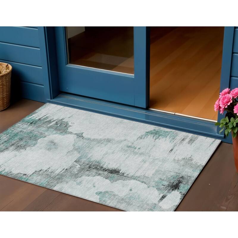 HomeRoots Abstract Transitional Rectangle Outdoor Rug - 3' x 5'