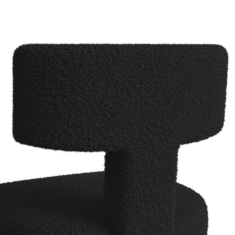 Dining Chairs Boucle Fabric Lamb Upholstered T-Shape (Set of 2)