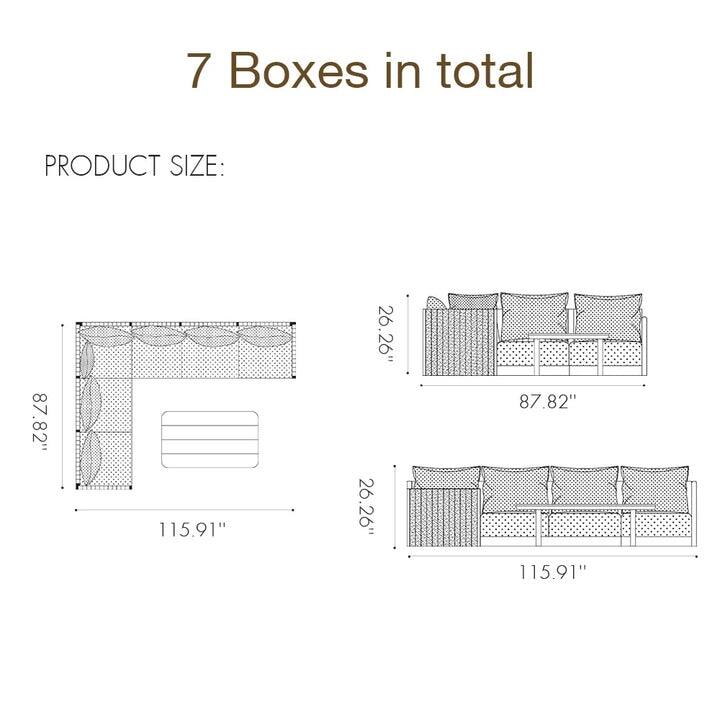 PURPLE LEAF Santorini 4-13 Piece Khaki Sofa with Ottoman and Cushion for Poolside Garden Couch Outdoor Patio Conversation Sets