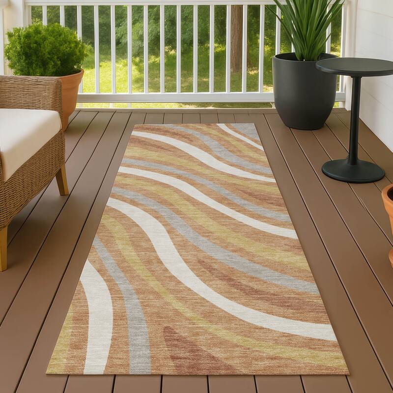 Machine Washable Indoor/ Outdoor Traditional Mimi Chantille Rug - Copper - 2'3" x 7'6"