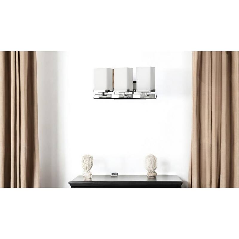 100W Max Silver Flush Mount Wall Light with 3 Frosted Glass Shades and Dimmable Hardwired Dry Rated - 8" H x 16" W x 5.5" D