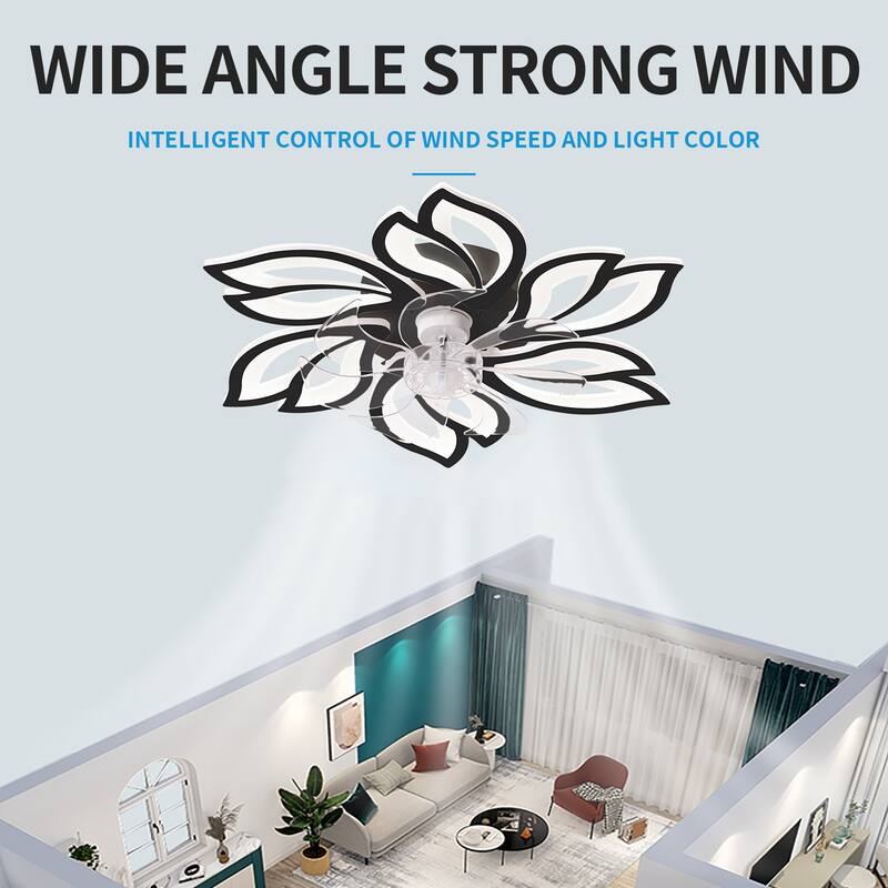 30'' 7 - Blade Ceiling Fan with LED Lights，Indoor Remote Control Ceiling Fans with Lights