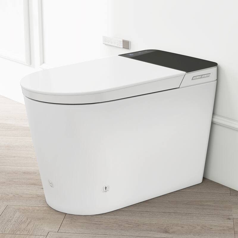 Tankless Smart Multifunctional Toilet with Built-In Bidet by Harper&Bright Designs - White&Gray - White&Gray