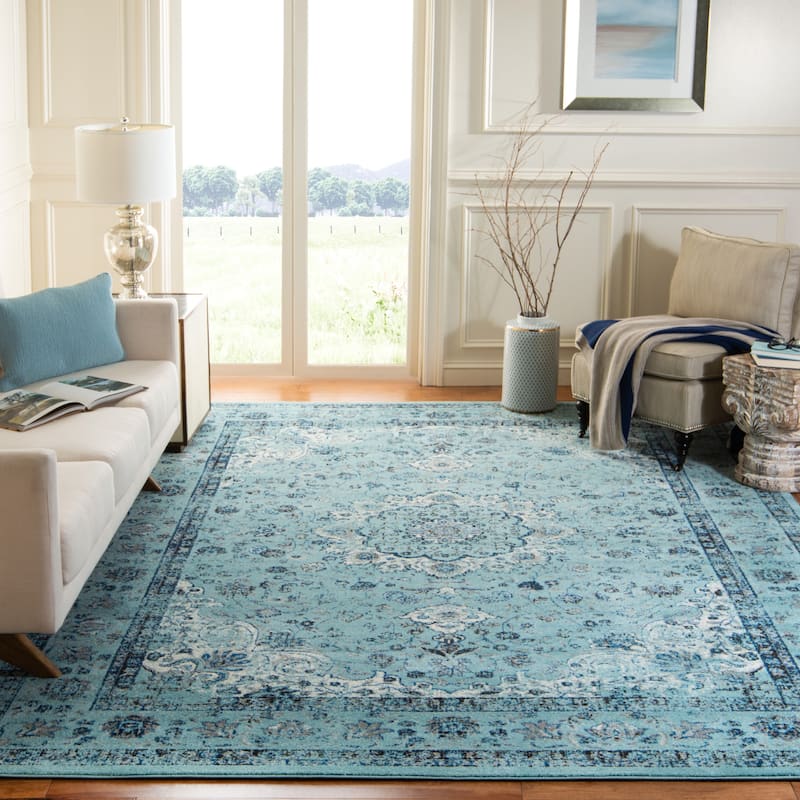 SAFAVIEH Evoke Annabel Vintage Shabby Chic Oriental Rug - 9' x 12' - Light Blue/Light Blue