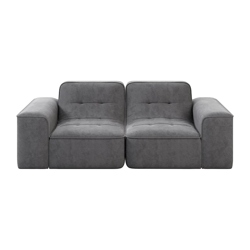 Modern Floor Sectional Sofa, 83.6" Chenille Loveseat Couch for Living Room, Tufted 2 Seater Upholstered Sofas with Deep Seat