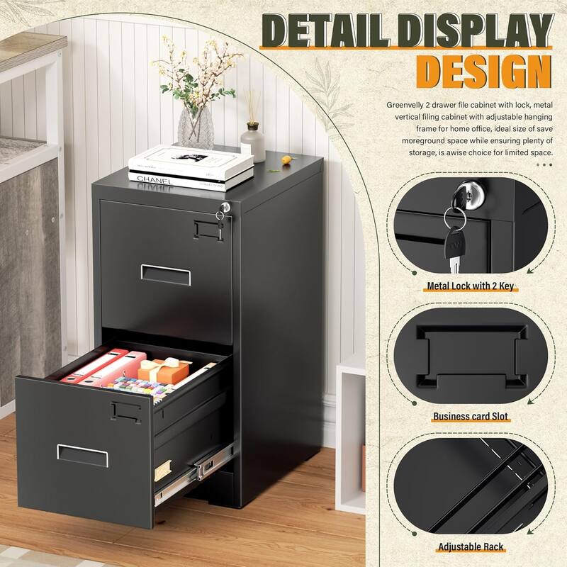 2/4 Drawer Vertical File Cabinet with Lock for Home Office