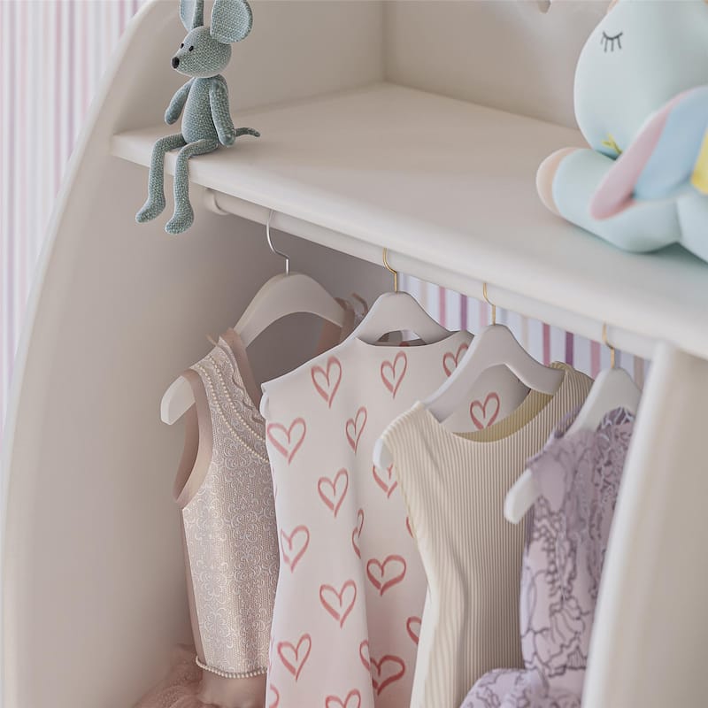 Little Seeds Cloud Kids Dress Up Storage and Clothing Rack with Toy Organizer and Shelves, White - N/A